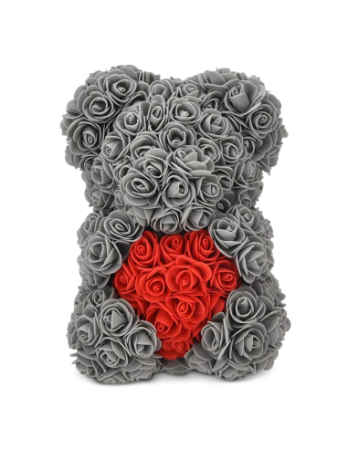Oso de Rosas Artificiales H25cm con Envase...