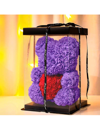 Oso de Rosas Artificiales H25cm con Envase...