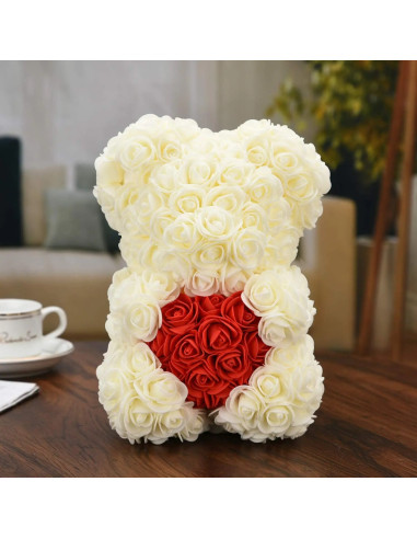 Oso de Rosas Artificiales H25cm con Envase...