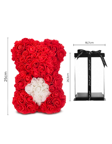 Oso de Rosas Artificiales H25cm con Envase...