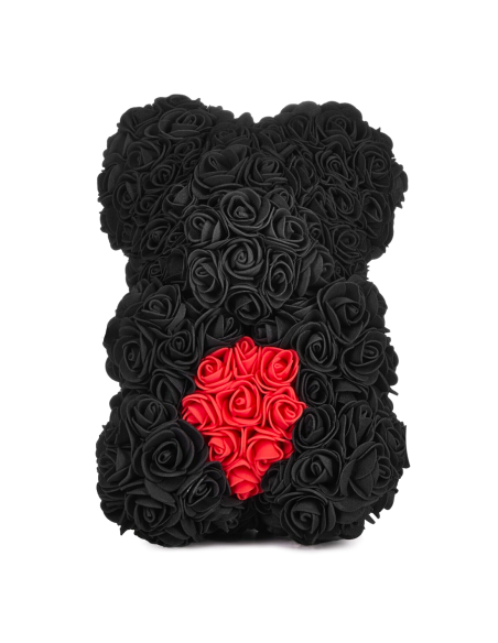 Oso de Rosas Artificiales H25cm con Envase Transparente, Idea de Regalo