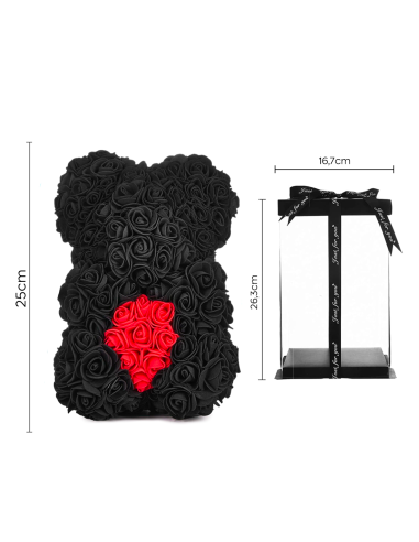 Oso de Rosas Artificiales H25cm con Envase...