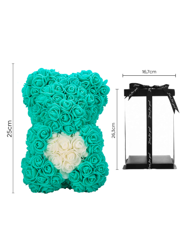 Oso de Rosas Artificiales H25cm con Envase...