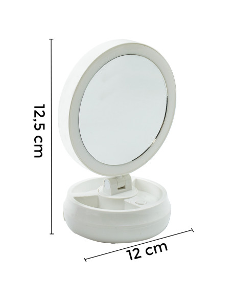 Espejo Cosmético Retroiluminado con LED de Doble Cara y Zoom 1X y 10X Recargable