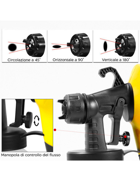 Pistola de Pulverización Eléctrica 500W Aerógrafo Capacidad 800ml
