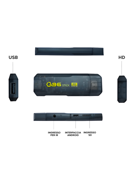 TV Stick Android Ultra HD conexión Wi-Fi y control remoto ranura para tarjeta SD