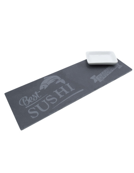 Set Sushi 2 Prs Kit de 10 pz Estera de Bambú Plato de Pizarra Palillos y Cuencos