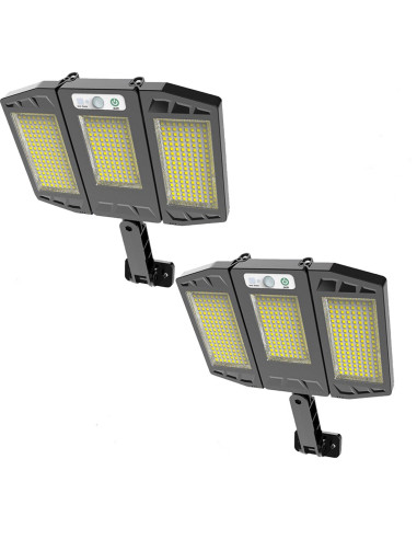 2 Proyectores Solares 384 LED con Sensor de Movimiento y Control Remoto HS-V97