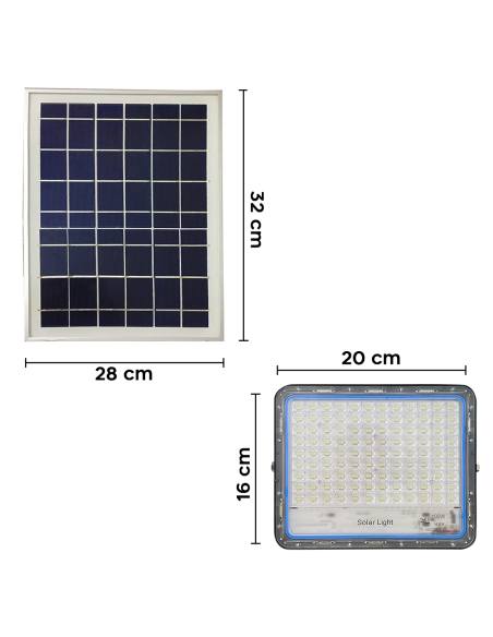 Foco LED Panel Solar Recargable 100W 101138 Crepuscular con Control Remoto IP66