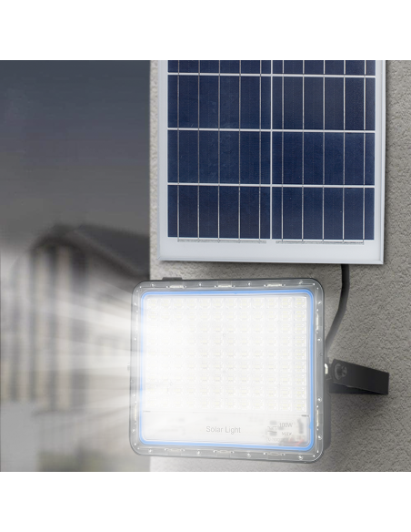 Foco LED Panel Solar Recargable 100W 101138 Crepuscular con Control Remoto IP66