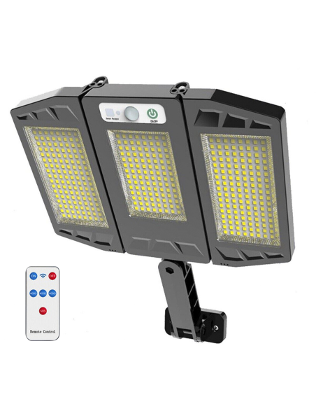 Pack 3 Focos Solares 384 LED SMD Sensor de Movimiento y Control Remoto HS-V97