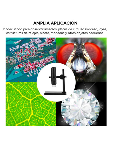 Microscopio digital LED con Wi-Fi, aumento de...