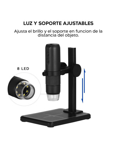 Microscopio digital LED con Wi-Fi, aumento de...