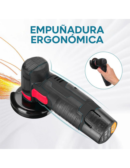 Mini Amoladora Inalámbrica Flex con Doble Batería 12V 76MM 19500RPM y Maletín