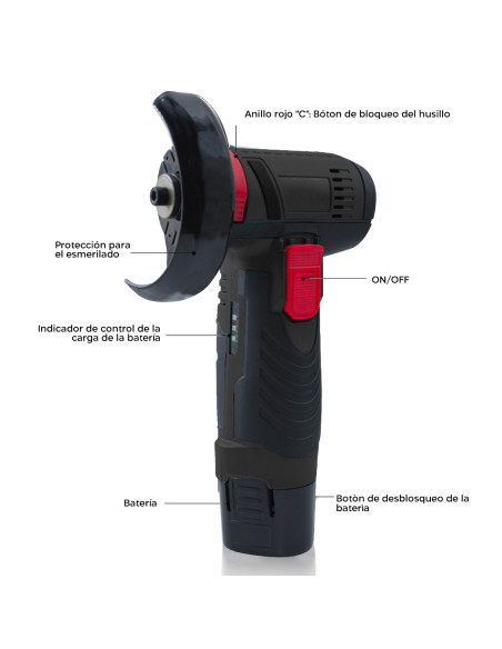 Mini Amoladora Inalámbrica Flex con Doble Batería 12V 76MM 19500RPM y Maletín