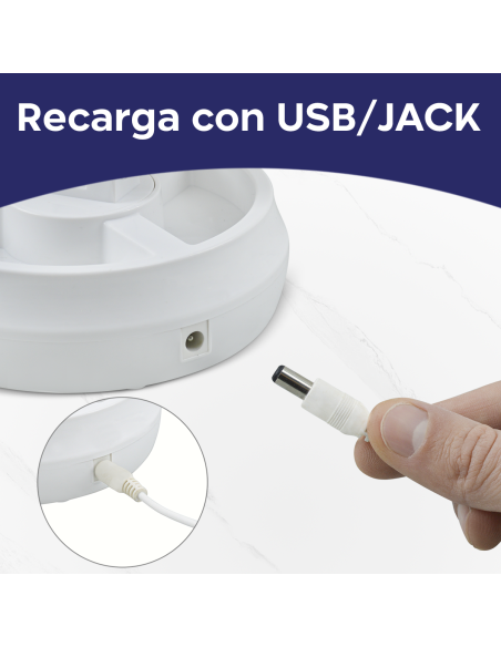 Espejo Cosmético Retroiluminado con LED de Doble Cara y Zoom 1X y 10X Recargable