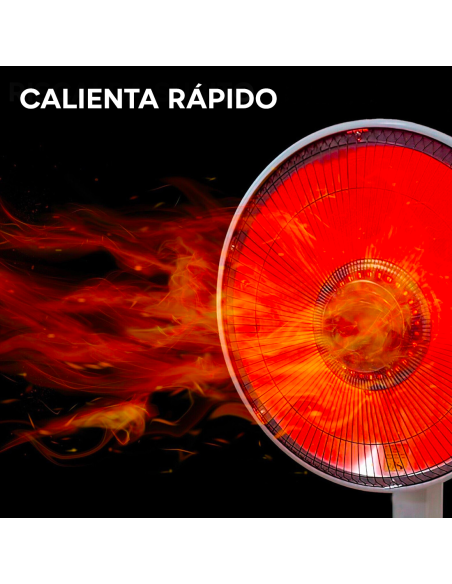 Estufa Eléctrica Parábola 49cm Fibra de Carbono Pie 450W y 900W Oscilante