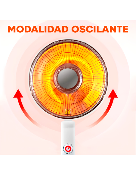 Estufa Eléctrica Parábola 49cm Fibra de Carbono Pie 450W y 900W Oscilante