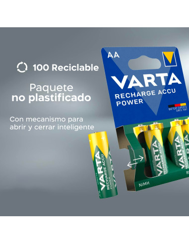 Pack 4 uds Batería Varta Pilas Recargables AAA...