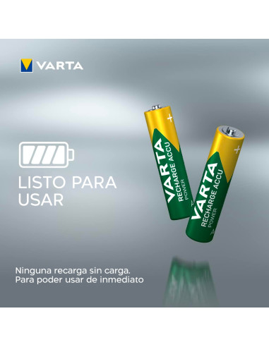 Pack 4 uds Batería Varta Pilas Recargables AAA...