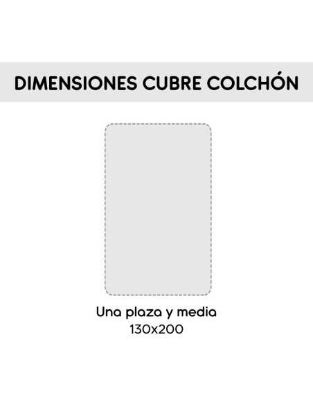 Cubre colchón cama 1 Plaza y Media 3 cm 130x200 Microfibra con Elásticos