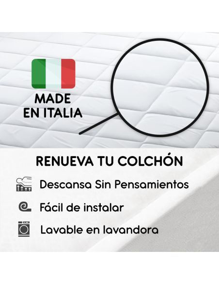 Cubre Colchón Individual 3 cm 90x200 en Microfibra con Elásticos en las esquinas