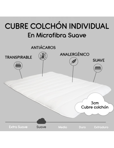 Cubre Colchón Individual 3 cm 90x200 en...