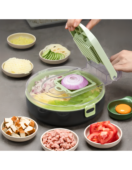 Picadora Multifunción 9 en 1 Rallador Triturador y Cortador Accesorios Incluidos