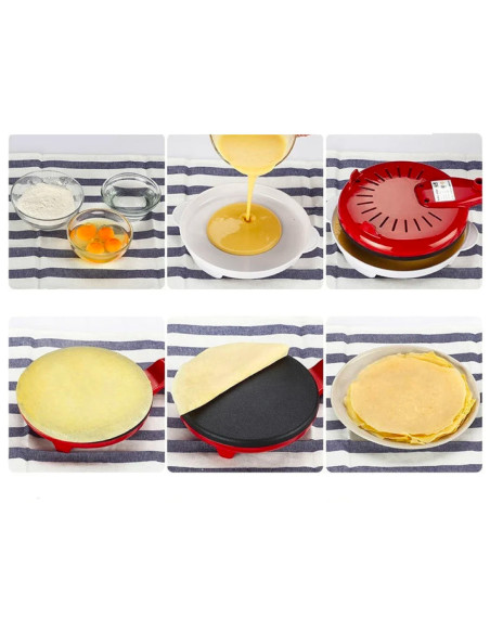 Sartén para crepes y pancake Crepera Eléctrica Recubrimiento Antiadherente 600W