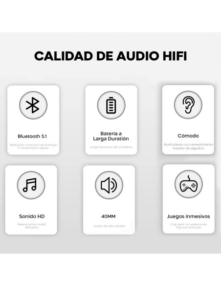 Auriculares Inalámbricos Bluetooth 5.3 con Sonido Estéreo y recargables