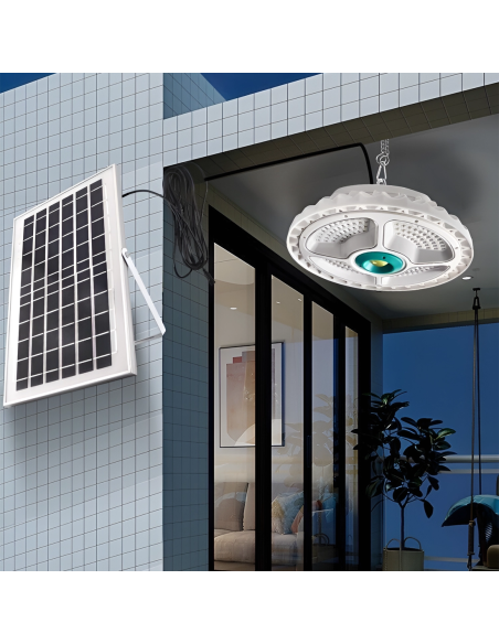 Lámpara Plafoniera 236 LED 400W 9000mAh IP66 con Panel Solar y Control Remoto