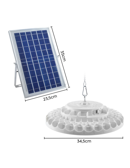 Lámpara Plafoniera 236 LED 400W 9000mAh IP66 con Panel Solar y Control Remoto