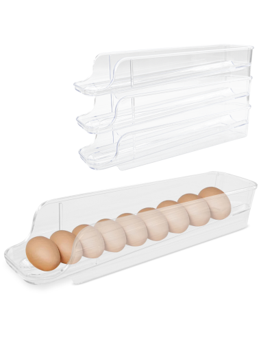 Porta huevos nevera Apilables 3 unid. Dispensador huevos plástico transparente