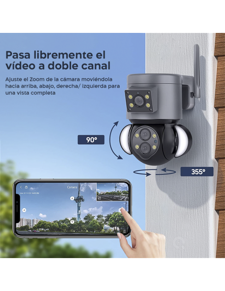 Cámara WiFi Zoom 10X para Exteriores en 4K HD con Gran Angular y Doble Objetivo