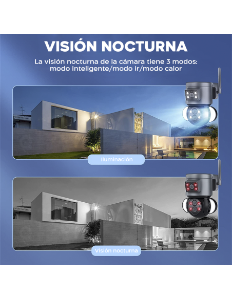 Cámara WiFi Zoom 10X para Exteriores en 4K HD con Gran Angular y Doble Objetivo