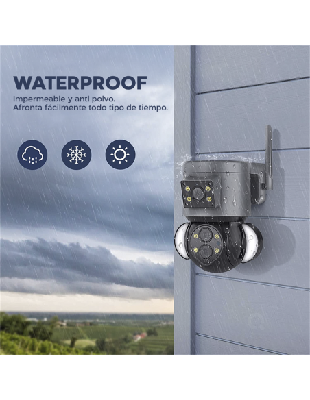 Cámara WiFi Zoom 10X para Exteriores en 4K HD con Gran Angular y Doble Objetivo