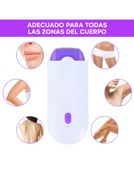 Depilación Facial y Corporal Portátil Recargable USB con Luz y 2 Cabezales