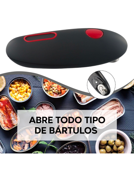 Abrelatas Eléctrico Universal con Inicio Automático y Rotación 360° a Batería