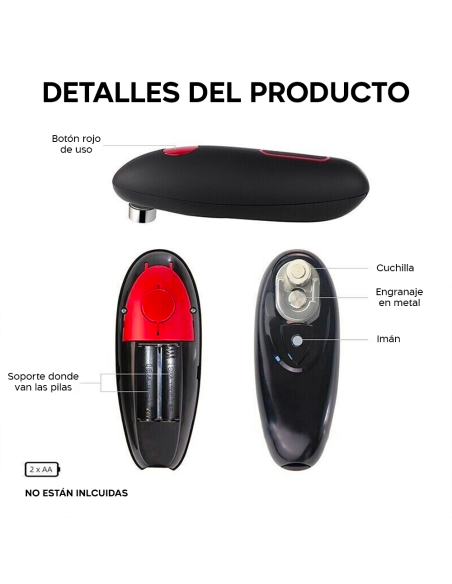 Abrelatas Eléctrico Universal con Inicio Automático y Rotación 360° a Batería