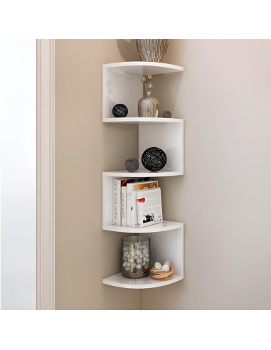 Estantería Esquinera de Pared Blanca Móvil...