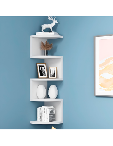 Estantería Esquinera de Pared Blanca Móvil...