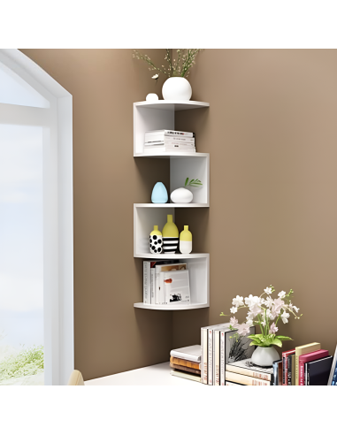 Estantería Esquinera de Pared Blanca Móvil...