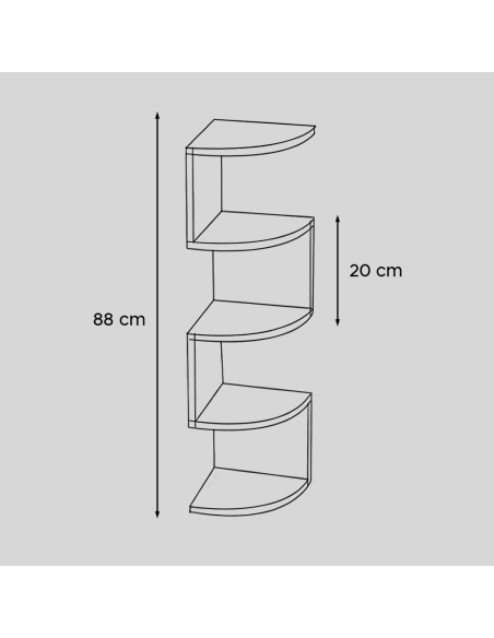 Estantería Esquinera de Pared Blanca Móvil Librería 5 Estantes Ahorro de Espacio
