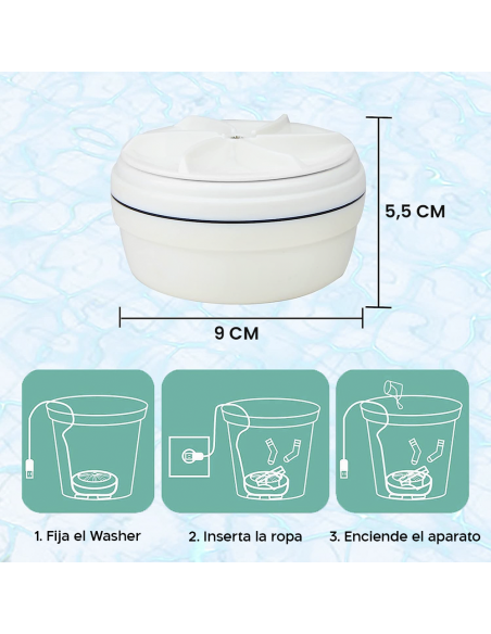 657850 Mini lavadora de viaje lavadora giratoria turbina portátil de lavandería