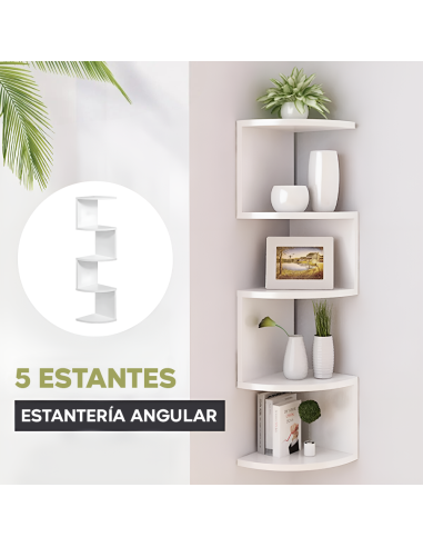 Estantería Esquinera de Pared Blanca Móvil...