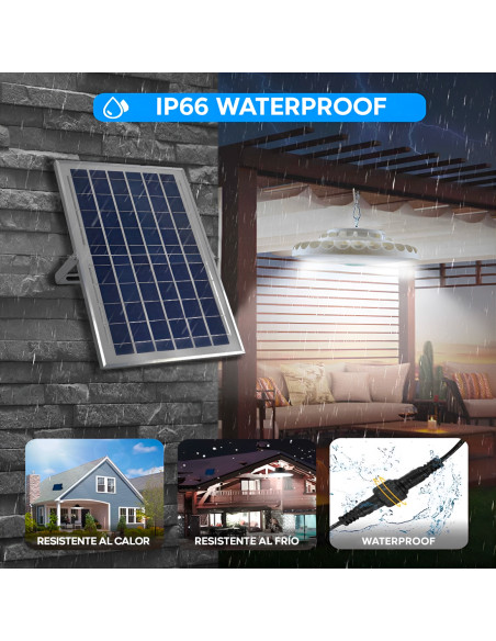 Lámpara Plafoniera 236 LED 400W 9000mAh IP66 con Panel Solar y Control Remoto