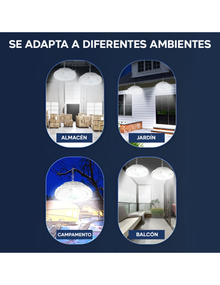 Lámpara Plafoniera 236 LED 400W 9000mAh IP66 con Panel Solar y Control Remoto