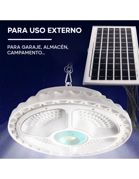 Lámpara Plafoniera 156 LED 200W 6000mAh IP66 con Panel Solar y Control Remoto