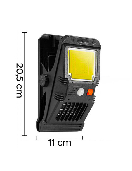 Lámpara LED Solar Sensor Repelente Insectos y Clip de Luz de Emergencia Multiuso