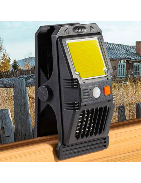 Lámpara LED Solar Sensor Repelente Insectos y Clip de Luz de Emergencia Multiuso